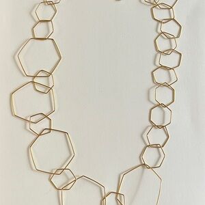 CLAUDIA LOBAO BRAZIL Gold Interlocking Wavy Hexagon Honey Metal Necklace